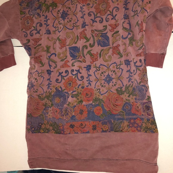 Womens Autumn Loose Fitting Printed Floral Patchwork Hooded Cotton Dress - Picture 3 of 16